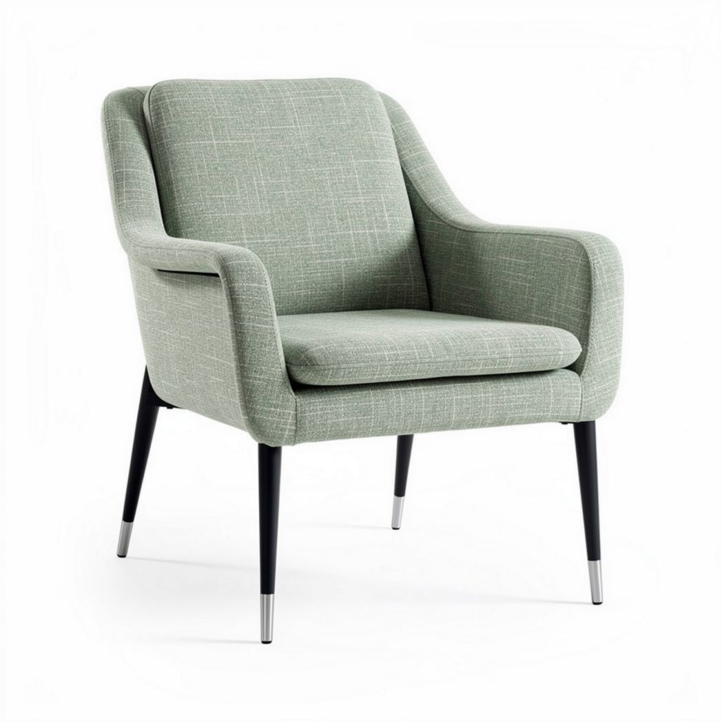 Poltrona design moderno in tessuto grigio con gambe nere 70 x 70 x 80cm