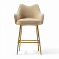 Sgabello da bar in tessuto beige con struttura metallica dorata 40 x 40 x 90cm