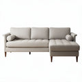 Divano angolare in tessuto beige dimensioni 200 x 85 x 85 cm con cuscini decorativi