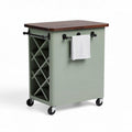 Carrello da cucina con piano in legno e struttura verde 80 x 50 x 90cm