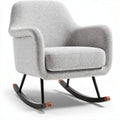 Poltrona a dondolo grigia in tessuto con struttura in metallo 75 x 70 x 80cm