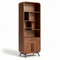 Mobiletto scandola in legno nero con ripiani e cassetto 40 x 30 x 160cm