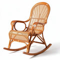 Poltrona a dondolo in rattan naturale con struttura in legno 80 x 60 x 100cm