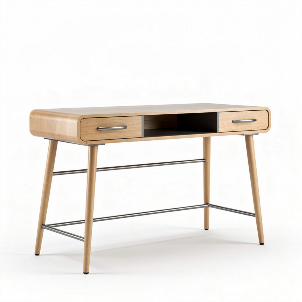 Scrivania moderna in legno con 2 cassetti e struttura in metallo 120 x 60 x 75cm